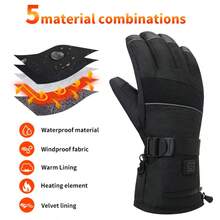 5V 5000mAh 可充电加热手套，男女通用，防水升级防滑电加热手套，适用于摩托车骑行、狩猎、滑雪、户外工作等场合。 - Black-5000mAh - 查看 2