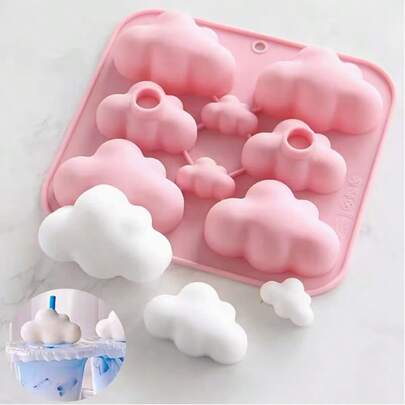 1PC Cloud-Design Multi-Cavity Silicone Mold Set (8-Cavity) – Flexible Non-Stick Baking Pan For Pudding, Chocolate, Ganache, Mousse Cake & Jelly Setting – Also For Resin Art And Candle Making – Easy-Release Craft & Wedding Dessert Tool Collection