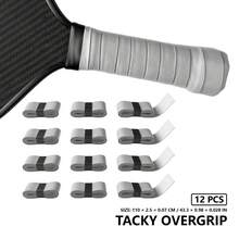12pcs Black, White & Gray Racket Grip Tape, Sticky, Sweat-Absorbing, Anti-Slip, Shock-Absorbing, Comfortable, Suitable For Tennis Racket, Badminton Racket, Pickleball Racket, Size: 110 X 2.5 X 0.07 Cm