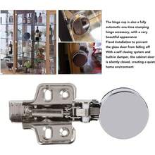 Paquete de 2 Bisagras de Puerta de Vidrio, Bisagra Amortiguadora de Cierre Suave de Acero Inoxidable para Puerta de Vidrio de Gabinete (Brazo Recto, Superposición Completa 18 mm) - Media superposición de curvatura media de 9 mm - Ver 12