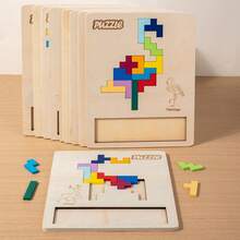 1pc Children's Puzzle: Suitable For 3-6 Years Old Boys And Girls, Educational Toy, Parent-Child Interaction, Board Game, Large Building Blocks, 3D Flat Puzzle Blocks, Develop Thinking Skills, Children's Intelligence Development, Educational Toy, Puzzle Solution Picture, Tabletop Game, Improve Children's Concentration, Parent-Child Interaction, Holiday Gift - Multicolor - View 2