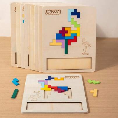 1pc Children's Puzzle: Suitable For 3-6 Years Old Boys And Girls, Educational Toy, Parent-Child Interaction, Board Game, Large Building Blocks, 3D Flat Puzzle Blocks, Develop Thinking Skills, Children's Intelligence Development, Educational Toy, Puzzle Solution Picture, Tabletop Game, Improve Children's Concentration, Parent-Child Interaction, Holiday Gift