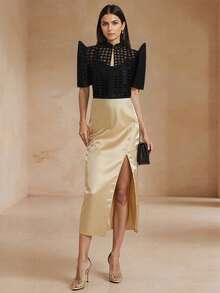 Amyenjoylife 现代菲律宾风情衬衫，菲律宾风情蝴蝶袖衬衫，女士时尚迷人泡泡袖短袖上衣，镂空衬衫，灵感源自菲律宾风格，时尚菲律宾风情披肩 - 黑色 - 查看 3