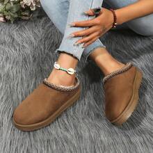 Dép lê nữ đế dày ấm áp, kín mũi bằng da lộn, nhập khẩu, hàng mới về mùa đông 2025. - Hoa viền vàng - Xem 4