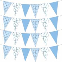 12PCS Ocean Coastal Nautical Beach Party Decorations Blue Starfish Seashell Fabric Pennant Banner Triangle Flag Garland Streamer For Under The Sea Birthday Summer Shower Bachelorette Supplies - Multicolor - View 3