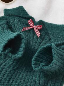 PETSIN 1 件柔软舒适的宠物狗休闲时尚服装，红白格子针织毛衣，带蝴蝶结领，适合春秋冬季泰迪、贵宾犬和小型犬、圣诞节、圣诞装饰 - 綠色 - 查看 8