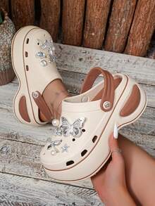 2026 New Summer Women Thick Sole Wedge Sandals Slip-On Beach Shoes - Beige - View 1