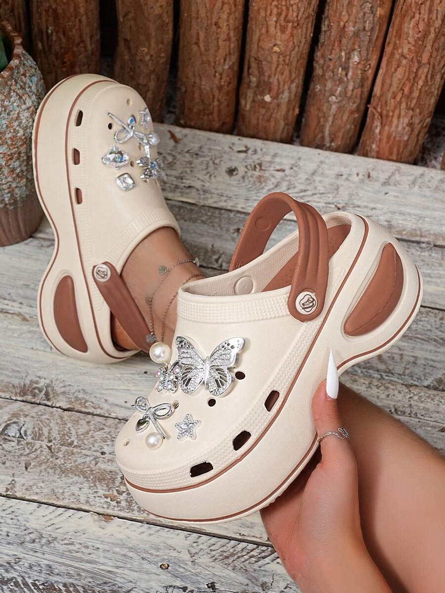 2026 New Summer Women Thick Sole Wedge Sandals Slip-On Beach Shoes - Beige - View 1