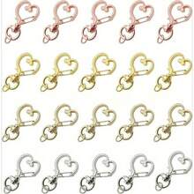 40pcs Heart-Shaped Keychains Made Of Zinc Alloy With A Golden Finish, Heart-Shaped Pendant DIY Keychain Making Accessories