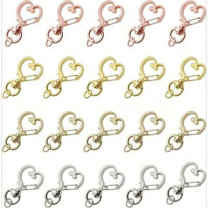 40pcs Heart-Shaped Keychains Made Of Zinc Alloy With A Golden Finish, Heart-Shaped Pendant DIY Keychain Making Accessories