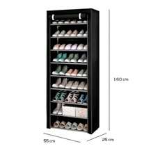 Estante Organizador para Zapatos de 9 Niveles | Acero Inoxidable | Almacenamiento de Calzado | Tela Impermeable | Zapatero Armable para 27 Pares - Negro - Ver 8