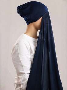 1pc 3-In-1 Quick-Wear Chiffon Hijab With Built-In Magnet And Inner Cap/All-In-One Quick-Wear Hijab - No Pins Needed, Non-Slip Fit, Seconds To Wear - Insrant Hijab - View 7