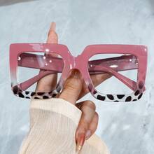 cabecade 2pcs/Set Extra Large Square Reading Glasses, Fashionable Leopard Print Computer Readers For Women, +1.0 To +4.0 Magnification - clear - View 10