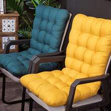 2pcs Thickened Polyester Recreational Chair Cushion - Comfortable, Soft, Washable, Straps, Full Back Support Fabric Seat Cover For Garden Furniture, Outdoor Seating, And Indoor/ Outdoor Use, Cozy Seating, Hand Washable, Christmas Gift - 綠色 - 查看 4