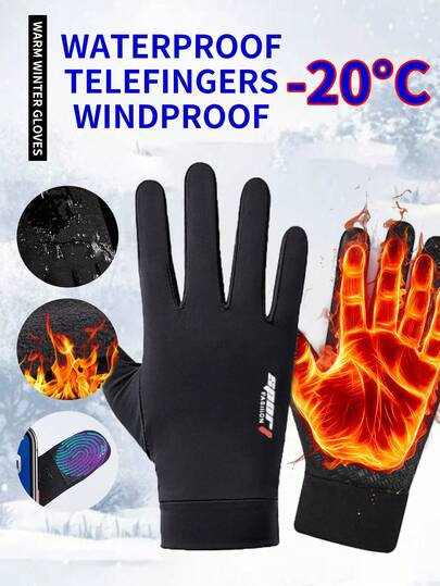 1pc Winter New Camouflage Thickened Warm Waterproof Touchscreen Anti-Slip Outdoor Sports Fleece Gloves For Men And Women, Suitable For Hiking, Training, Skiing, Motorcycle, Cycling