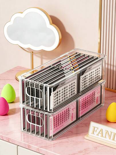 2pcs/1pc Large Capacity False Eyelash Storage Box, Tool Organizer, Eyelash Salon Special, Trolley Rack, Transparent Eyelash Box