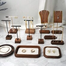 1 pieza Soporte de exhibición de joyas de cobre y madera, para collares, aretes, exhibición de joyas, accesorios de escaparate de joyas, fotografía de joyas, decoración de stand de exposición, regalo para Año Nuevo, Día de San Valentín, Día de la Madre, días festivos - Multicolor - Ver 2