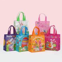 24pcs/12pcs/6pcs/3pcs Rabbit Themed Paper Bags With Handles, Reusable Non-Woven Fabric Bags, Easter Party Supplies, Birthday Party Gifts And Packaging - Multicolor - View 2