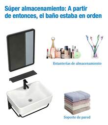 Rectangula Calidad Lavabos Alta Con Espejo+grifo Minimalista - Blanco - Ver 5