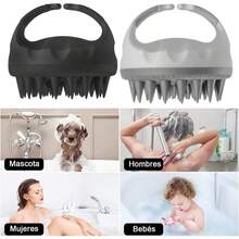 2 Combinaciones Silicona Masajeador Cuero Cabelludo,Doble Uso Seco Y Húmedo Cepillo Para Cabello, Limpieza Profunda Masajeador de Cuero Cabelludo,Cuidado Del Cuero Cabelludo (Rosa gris) - Negro Grisáceo - Ver 6
