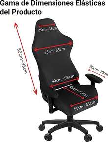FáCIL&amp;VIVIR Funda para Silla de Gamer de Oficina Elásticas con Reposabrazos y Gamer para Silla Giratoria, Silla de Computadora, Negro - negro - Ver 3