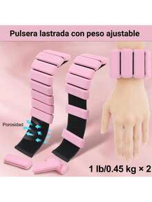 2条1磅硅胶钢制负重腕带，可作腿部、脚踝负重，隐形游泳/跑步负重装备，腕部负重