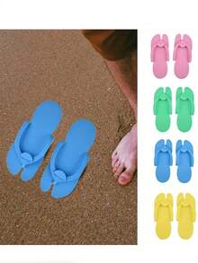 40/20pcs Disposable Foam Pedicure Slippers - Unscented Universal Flip Flops, Suitable For Foot Care, Nail Salons, Spas, Showers And Beaches (Random Color) - Multicolor - View 4