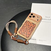 Sanrio Exclusive Hello Kitty Lanyard Card Holder, Cute Polka Dot 17promax Phone Case + Lanyard, 13/14 Promax/15/12/11/1 Promax/16 Pro Anti-Drop Protective Case - Brown - View 4