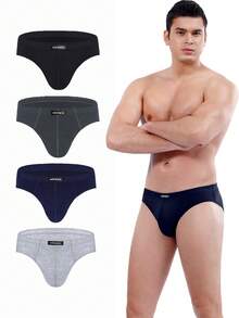 4 Pcs Wirarpa Men's Underwear Briefs Cotton Soft Waistband Underpants Comfortable Breathable Basic Underwear - Black/Dark Blue/Light Heather Gray/Dark Gray - View 11
