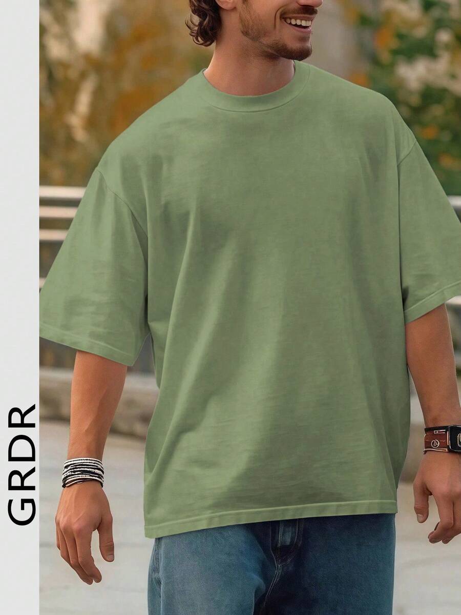 GRDR 男士时尚宽松短袖T恤 | 精致设计 | 夏季必备 | 百搭易配 | 展现您的风格 - 薄荷綠 - 查看 1