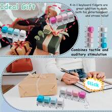 1 Pcs Random Keyboard Adult Fidget Toy Clicker Toy 4-In-1 Keyboard Fidget Keychain Cube Mechanical Key Button Clicker Stress Relief Gift For Office School Home To Pass The Time(Gradient Colors),The Perfect Christmas Gift, Christmas Stocking Filling - 粉色 - 查看 8