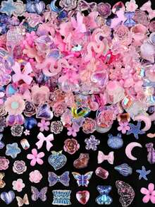 50个一袋粉色美甲饰品，可爱美甲饰品，平底树脂饰品，3D美甲饰品，美甲装饰用品 - 彩色 - 查看 7