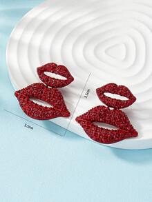 1 par de pendientes de botón con forma de labios de aleación para el Día de San Valentín, pendientes personalizados para uso diario, pendientes populares - Pendientes de labios para San Valentín - Ver 10