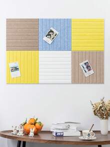 Fwpelt 6pcs Vertical Striped Felt Boards, Multi-Purpose Self-Adhesive Photo Wall And Memo Board, Reusable And Wall-, Suitable For Kindergarten And Home Display - Multicolor - View 1
