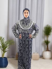 1pc Women's Loose Comfortable Printed Veil/Headscarf, Prayer Clothing, Suitable For Daily And Festival Wear - A - View 18