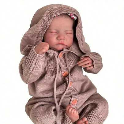 48cm Lifelike Reborn Sleeping Baby Doll, 3D Painted Skin And Vein Texture, 19 Inch Realistic Soft Vinyl Newborn Cute Children Art Collectible (Some Accessories Included Randomly, Such As Pacifier, Bottle, Diaper, Hat And One Set Of Clothes)