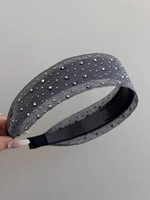 1件韩式优雅蕾丝水钻发箍，女士发圈，发饰发带 - 彩色 - 查看 8