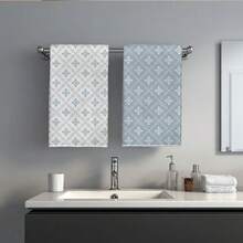 MEMNUN 2条复古几何印花浅蓝色厨房毛巾，尺寸为15.75*23.62英寸（40*60厘米），超柔软吸水超细纤维材质，可用作洗碗巾、手巾、抹布，亦可用于家居装饰、厨房装饰、烹饪烘焙、清洁等，适合餐厅、厨房、节日装饰和礼品，四季皆宜。