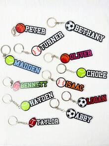 1/3/5pcs Customizable Sports Ball Keychains, Can Customize Name, Keychain/Bag Tag, Keychains, Name Tags, Sports Keyrings, Personalized Sports Keychains, Men's Sports Keychains, Personalized Sports/School Tags - Customized Acrylic Sports Keychains - Backpack Name Tags - Team Gifts, Gifts For Her, Gifts For Him, Gifts For Mom, Gifts For Friends, Home Decor, Decorations, Personalized Gifts, Custom Gifts - Multicolor 5 (balls) - View 4