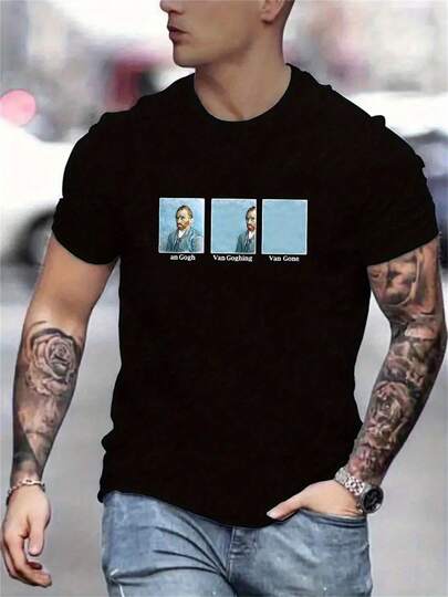 Camiseta de impresión de imagen de artista para hombres, camiseta de manga corta casual para el verano