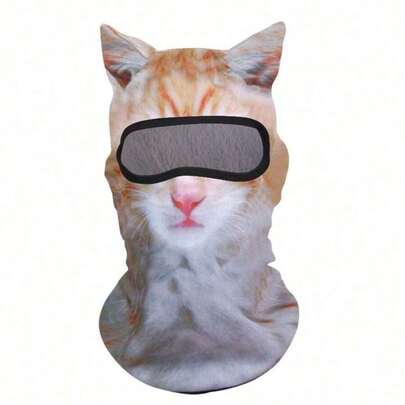 Breathable Polyester Balaclava With 3D Cat & Dog Face |   Unisex Sun-Proof Mask For Winter Sports, Halloween Parties & Motorcycle Riding DRJT