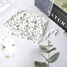 100pcs White Plastic Head Map Pins, Suitable For Bulletin Board, Wall Hanging And Office Use - White - View 1
