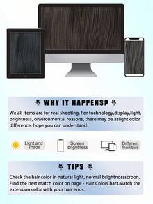 合成假发帽 可爱假发帽，帽子接发 直发黑色假发帽 带合成发片 女士女孩冬季 - 冷棕色/棕色/黑色 - 彩色 - 查看 7