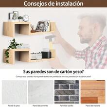 Garage Integrated Storage Racks2 Piezas Repisas FlotantesEstantes Flotantes de Pared Que Se Pueden Ensamblar Libremente Repisas Flotantes de Pared Adecuado para Dormitorio Sala de Estar Estudio Cocina baño etc. - Nogal - Ver 5