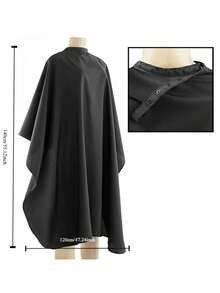 4/1pc Professional Salon Hair Cutting Apron - Extra Wide & Long, Salon Cape, Plus Size Suitable For Haircutting & Styling, Durable Black Material With Adjustable Neck Strap & Button Closure, Suitable For Dyeing, Perming, Styling Protection - Multicolor - View 3