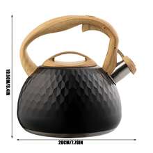 1 pieza de 3 litros de olla silbante de acero inoxidable - Compatible con estufa de gas, no necesita electricidad, fácil de usar para té y café en el hogar, oficina, camping, electrodoméstico de cocina, moderna vajilla de cocina, artículo duradero de cocina - Negro - Ver 2