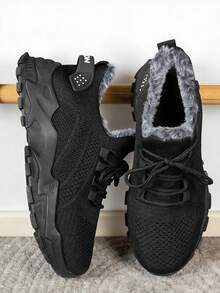 FZY 2026 Winter New Style Snow Boots, Leather-Lined Athletic Shoes - Soft And Warm Knitted Casual Walking Shoes, Lightweight And Slip-Resistant Outdoor Winter Shoes, Suitable For Women's Commuting And Office Wear, Also Essential Boots For Women's Easter Outfits, Comfortable And Versatile Women's Snow Boots For Winter Vacation And Travel, Easter Gift - Winter Women's Tennis Shoes - 黑色 - 查看 6