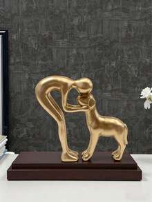 1pc Girl And Dog Friendship Resin Art, Statue Of A Girl With Her Dog, Remember Their Bond, Beautiful Home Decor Gift For Those Who Share Friendship, Room Decoration, Reminder Of A Girl Carrying Her Loyal Pet As Companion, Indoor & Outdoor Ornament,Christmas Decorations