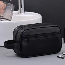 Men Travel Toiletries Storage Bag,Retro Stitching Pu Leather Toiletry Bag,Men's Portable Toiletry Bag,Men's Clutch Bag,Men's Handbag,Men's Wrist Bag - Multicolor - View 12