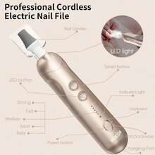 Manicure Pedicure Kit With Case, Professional Nail Grinder For Senior Thick Toenail, Cordless Electric Nail File, 5 Speeds Pedicure Tools For Feet Callus Remover, Nail Drill For Women Hand Feet Care - Gold - View 6
